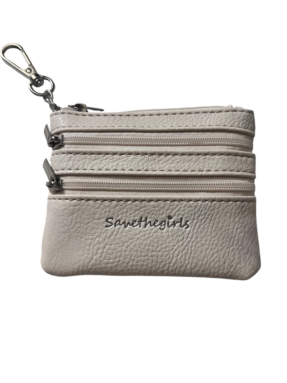 The Girls Light Beige Multi-Zip Key Pouch